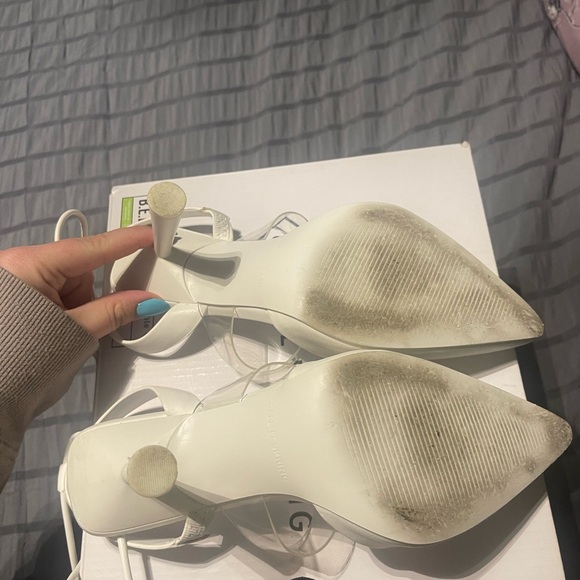 Call It Spring Women's Cream Heels with Clear Straps - Picture 3 of 4